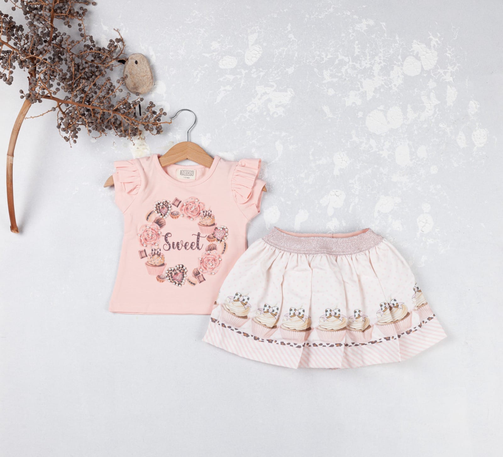 Girls "Sweet" capcake Pearl top & skirt